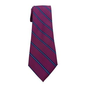 John Forsyth Mens Silk Tie Plum Purple Navy Blue Striped Hand Sewn (TF22) NWT